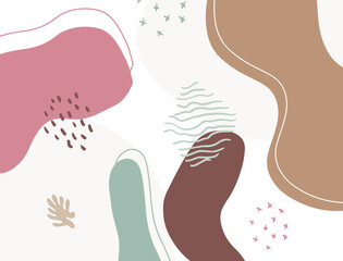 Minimalist abstract boho style hand drawn organic shape background. Creative minimalist hand painted abstract art background. Design for wall decoration, postcard, poster or brochure