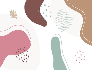 Minimalist abstract boho style hand drawn organic shape background. Creative minimalist hand painted abstract art background. Design for wall decoration, postcard, poster or brochure