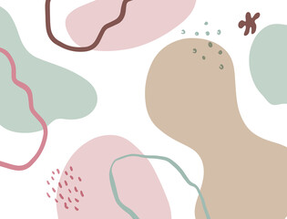 Minimalist abstract boho style hand drawn organic shape background. Creative minimalist hand painted abstract art background. Design for wall decoration, postcard, poster or brochure