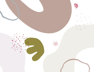 Fototapeta premium Minimalist abstract boho style hand drawn organic shape background. Creative minimalist hand painted abstract art background. Design for wall decoration, postcard, poster or brochure