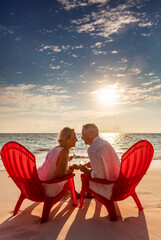 Affectionate senior couple enjoying togetherness by the ocean
