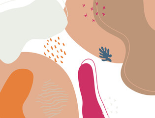 Minimalist abstract boho style hand drawn organic shape background. Creative minimalist hand painted abstract art background. Design for wall decoration, postcard, poster or brochure