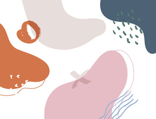 Minimalist abstract boho style hand drawn organic shape background. Creative minimalist hand painted abstract art background. Design for wall decoration, postcard, poster or brochure