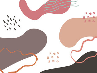 Minimalist abstract boho style hand drawn organic shape background. Creative minimalist hand painted abstract art background. Design for wall decoration, postcard, poster or brochure