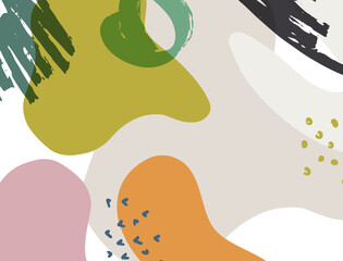 Minimalist abstract boho style hand drawn organic shape background. Creative minimalist hand painted abstract art background. Design for wall decoration, postcard, poster or brochure