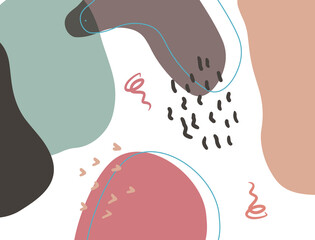 Minimalist abstract boho style hand drawn organic shape background. Creative minimalist hand painted abstract art background. Design for wall decoration, postcard, poster or brochure