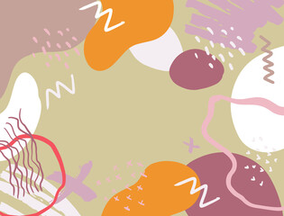 Minimalist abstract boho style hand drawn organic shape background. Creative minimalist hand painted abstract art background. Design for wall decoration, postcard, poster or brochure