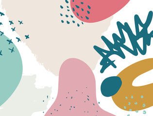 Minimalist abstract boho style hand drawn organic shape background. Creative minimalist hand painted abstract art background. Design for wall decoration, postcard, poster or brochure