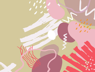 Minimalist abstract boho style hand drawn organic shape background. Creative minimalist hand painted abstract art background. Design for wall decoration, postcard, poster or brochure