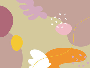 Minimalist abstract boho style hand drawn organic shape background. Creative minimalist hand painted abstract art background. Design for wall decoration, postcard, poster or brochure