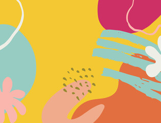 Minimalist abstract boho style hand drawn organic shape background. Creative minimalist hand painted abstract art background. Design for wall decoration, postcard, poster or brochure