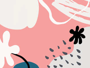 Minimalist abstract boho style hand drawn organic shape background. Creative minimalist hand painted abstract art background. Design for wall decoration, postcard, poster or brochure