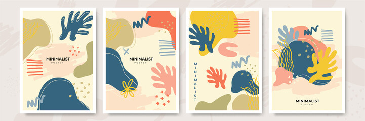 Social media stories and post creative Vector set. Background template with copy space for text and images design by abstract colored shapes, line arts, tropical leaves warm color of the earth tone