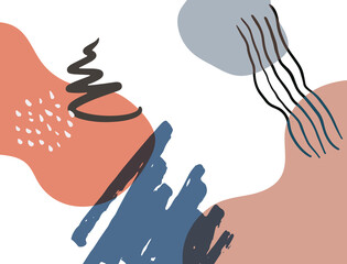 Minimalist abstract boho style hand drawn organic shape background. Creative minimalist hand painted abstract art background. Design for wall decoration, postcard, poster or brochure