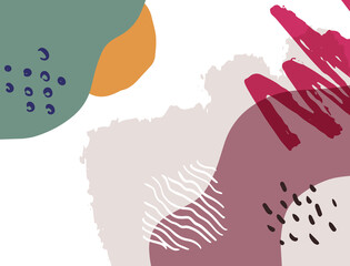 Minimalist abstract boho style hand drawn organic shape background. Creative minimalist hand painted abstract art background. Design for wall decoration, postcard, poster or brochure