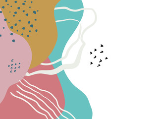 Minimalist abstract boho style hand drawn organic shape background. Creative minimalist hand painted abstract art background. Design for wall decoration, postcard, poster or brochure