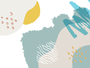 Minimalist abstract boho style hand drawn organic shape background. Creative minimalist hand painted abstract art background. Design for wall decoration, postcard, poster or brochure