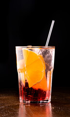 italian soda non-alcoholic cocktail on wooden table