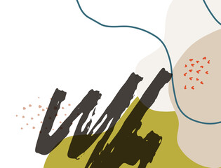 Minimalist abstract boho style hand drawn organic shape background. Creative minimalist hand painted abstract art background. Design for wall decoration, postcard, poster or brochure