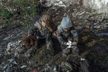 Children without a home, apocalypse, war