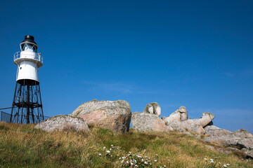 Peninnis Head lighthouse, St. Mary's, Isles of Scilly, UK, built in 1911 to replace the lighthouse...