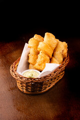puff pastry roll basket with mayonnaise.