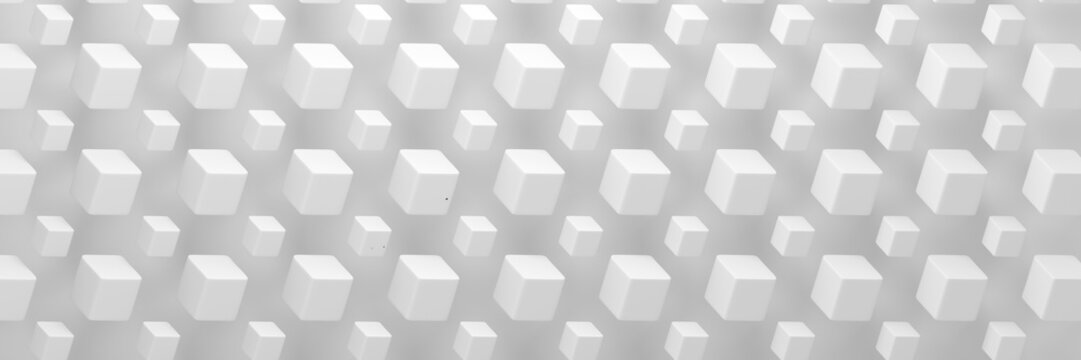 Simple wide banner with many repetative white cubes