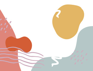 Minimalist abstract boho style hand drawn organic shape background. Creative minimalist hand painted abstract art background. Design for wall decoration, postcard, poster or brochure