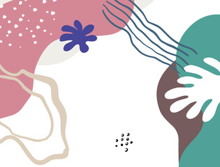 Minimalist abstract boho style hand drawn organic shape background. Creative minimalist hand painted abstract art background. Design for wall decoration, postcard, poster or brochure