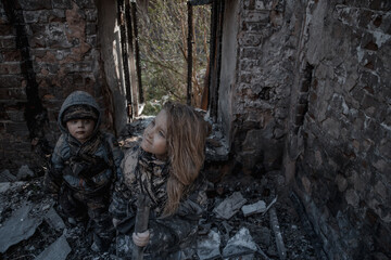 Children without a home, apocalypse, war