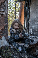 Girl without a home, apocalypse, war