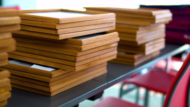 Stack of Golden Wooden Frames
