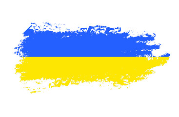 Brush stroke in the colors of the Ukrainian flag. Vector illustration. Ukraine national flag.