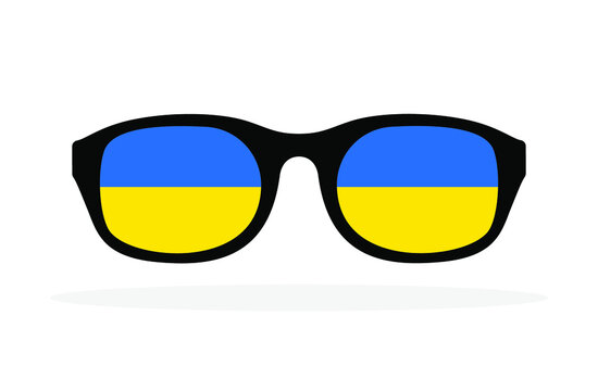 Glasses icon. Ukrainian flag. Vector illustration. Eyeglasses with ukrainian flag