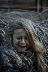 Girl without a home, apocalypse, war