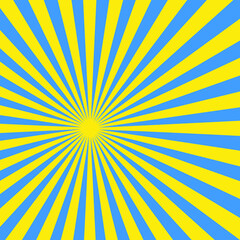 Sun rays background. Background in the colors of the ukrainian flag. Vector illustration. Abstract blue and yellow background