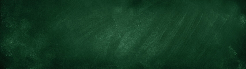 Chalk rubbed out on green chalkboard wide banner background