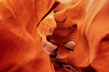 antelope slot canyon near page arizona. Powerful abstract background. Art and travel concept.