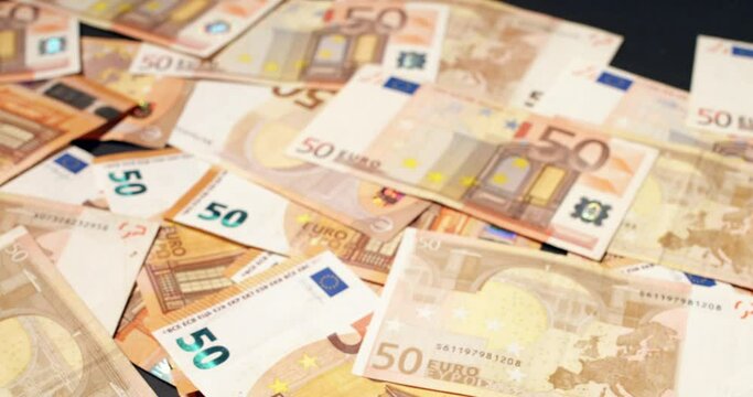 Euro background, fifty EUR banknotes as background