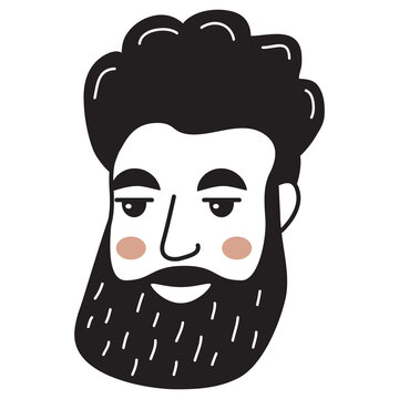 Doodle face.People face icon.Human avatar a man with a beard.