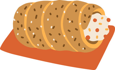 Trdelnik or trdlo with sweet filling illustration