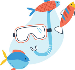Underwater tour and snorkel excursion illustration