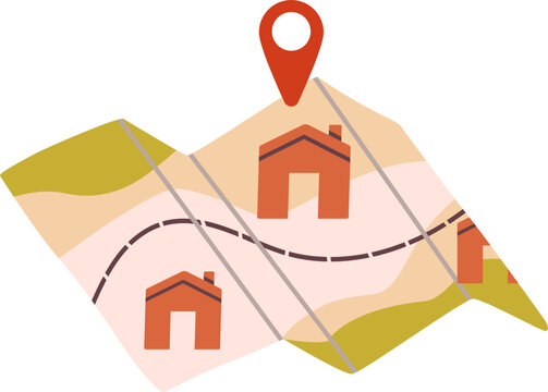 Route and locations marked with pin illustration