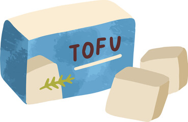 Composition of sliced tofu illustration - obrazy, fototapety, plakaty