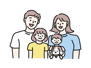 親子、両親、夫婦、家族のイラスト(仲良し、結婚、子供、幸せ) Illustrations of parents and children, parents, husband and wife, and family.Friends, marriage, children, happiness, family.