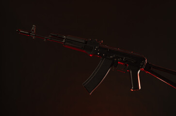 kalashnikov assault rifle in smoke