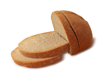 Rye bread slices isolated on white background