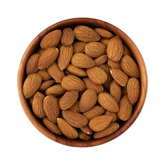 peeled almonds in bowl isolated on white background