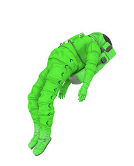 astronaut explorer is being abducted on white background