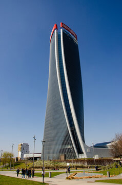 Generali Tower, Lo Storto, The Twisted One is a skyscraper of Milan, Italy. Marh 23, 2022. Architect Zaha Hadid. The building serves as the headquarters of Assicurazioni Generali
